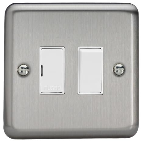 Varilight Switched Fused Spur - Value Matt Chrome with White Insert