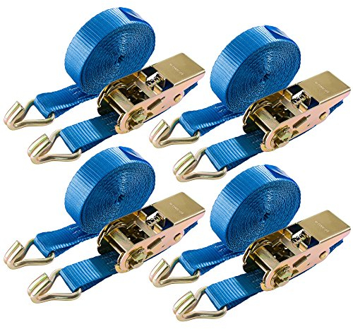 Arebos - Cinghia di tensione | 6 m | 800 kg | 2 pezzi con gancio | EN 12195-2 | GS | confezione da 4 o 10 pezzi