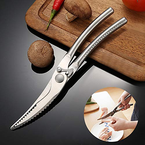 Trinciapollo Professionale Forbici da Cucina,Forbice Acciaio Inox per Alimenti Pesce Taglia Pollo Carne,Cesoie Cucina Lama Lunga Affilato,Kitchen Fish Scissors Forti Metallo Molla Caricato Maniglia