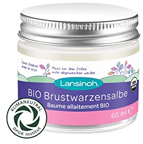 Lansinoh BIO Brustwarzensalbe - 100% Bio Inhaltsstoffe - sicher für Mama und Baby mit Kokosöl und Arganöl, 60 ml