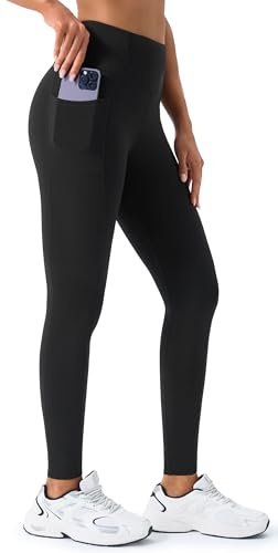 JOYSPELS Womens Fleece Lined Thermal Leggings with Pockets, High Waist Winter Warm Thick Gym Workout Running Yoga Pants for Women