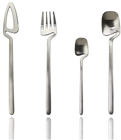 Juego de cubiertos de acero inoxidable de 24 piezas con acabado satinado, juego de utensilios de cocina, servicio para 6 vajillas, juego de cubiertos para lavavajillas (plata 24 piezas)