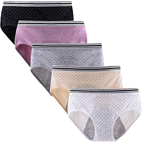 Yintry Mutandine per Il Ciclo mestruale delle Ragazze Adolescenti Biancheria Intima in Cotone Traspirante Slip protettivi a Prova di perdite Confezione da 5(Utilizzare con Tamponi)