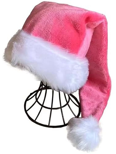 KFZR Santa Hat Adults Deluxe Xmas Christmas Hat (Pink)
