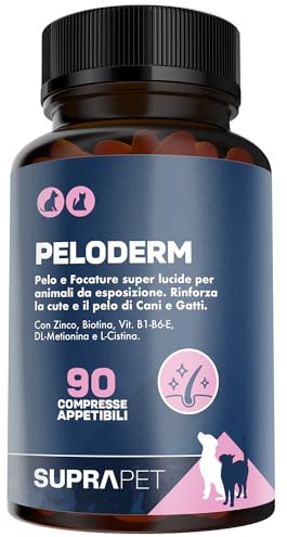 Suprapet Peloderm per Cane e Gatto 90 compresse a base di Biotina, Zinco, Vitamine B, Metionina e Cistina per il Benessere e la lucentezza del Pelo | Mangime Complementare