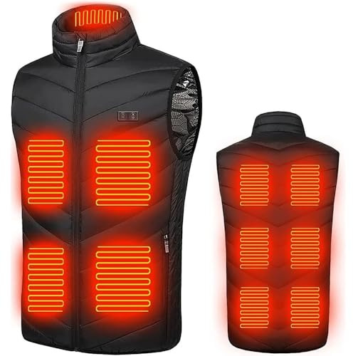 Gilet Riscaldato Donna USB Giubbotto Riscaldato da Lavoro Invernale Giubbino Riscaldato Caccia Termico Smanicato Riscaldato Moto Pile Giacca Riscaldata Gilet Riscaldante senza Maniche(Black,5XL)