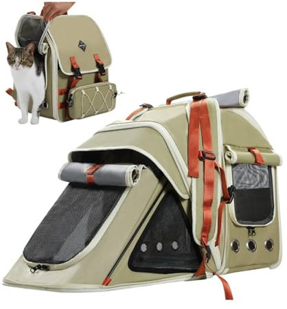 Purpurra Haustier Rucksack Katzenrucksack Hunderucksack, Tiertransporttasche für Kleine und Katzen Hunde bis 7 kg (Grün)