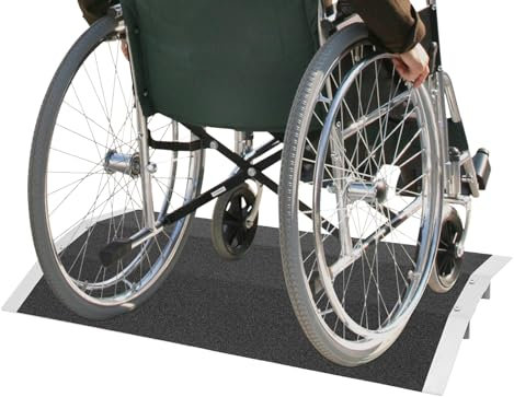 Wheelchair Ramp, Aluminium Alloy 80x40cm Threshold Ramp Door Threshold Ramp with Detachable Supports&Non-Slip Safety Design for Doorways Driveways