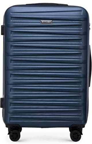 WITTCHEN Skyspeed Line Reisegepäck Medium Koffer Hartschalenkoffer ABS Rollkoffer Trolley Mittlerer Koffer Reisekoffer Kombinationsschloss Teleskopgriff Marineblau Lufthansa/Eurowings/Ryanair/Condor