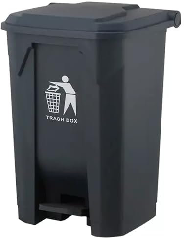 DUAS 30/50/80L Pedal Bin – Large Recycling & Rubbish Dustbin for Kitchen, Home & Office – Durable Plastic Waste Trash Bin with Foot Pedal & Lid (Black, 80L)