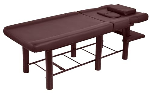 Spa Table, Stationary Massage Table, Stationary High Performance Massage Bed, Cosmetic Table with Adjustable Back Rest for Cosmetic Spa Hairstyles