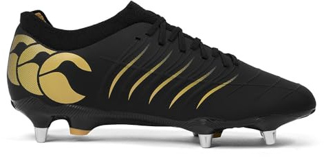 Canterbury Botas de rugby CCC Phoenix 2.0 Pro Soft Ground para hombre, negro/dorado, 42.5 EU
