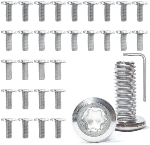 Spetsbst 30 tornillos de cabeza plana de acero inoxidable, M6 x 16 mm, acero inoxidable 304, tornillos de cabeza alomada con destornillador para montaje, mantenimiento, proyectos de carpintería