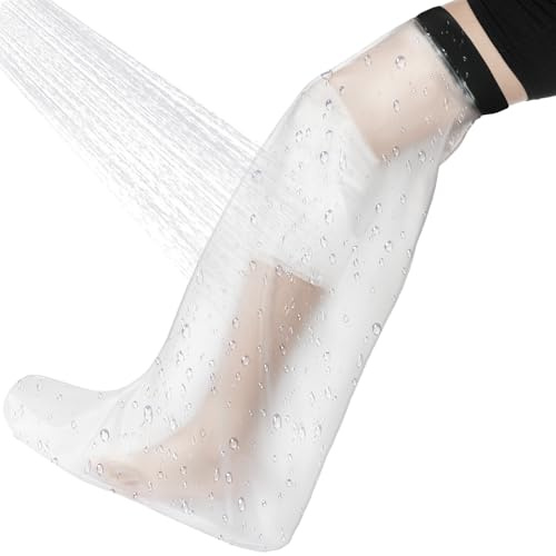 ANOMM Vattentätt benskydd för dusch, återanvändbart benskydd för vuxna, mjuka och bekväma gipsskydd för ben, knä, fot, vattentät försegling för bandage, förband, sårvårdsprodukter