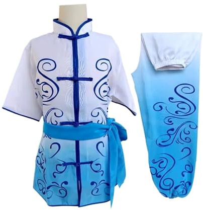 ITRHJTGP Kampsport, outfit, traditionella Wushukläder, Kungfu Tai Chi, kostymer, kampsport, scenframträdande, uniformer, pojkar flickor (blå, 140 cm)