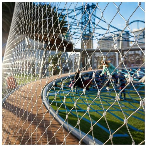 Rete Metallica con Maglia 10x10 cm, Rete Flessibile per balaustra in Acciaio Inossidabile 304, balaustra Estensibile per Recinzione Decorativa da Giardino, barriera,4x24m