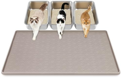 Kalolary 42 x 29 pollici Tappetino per Lettiera Gatti (Beige)