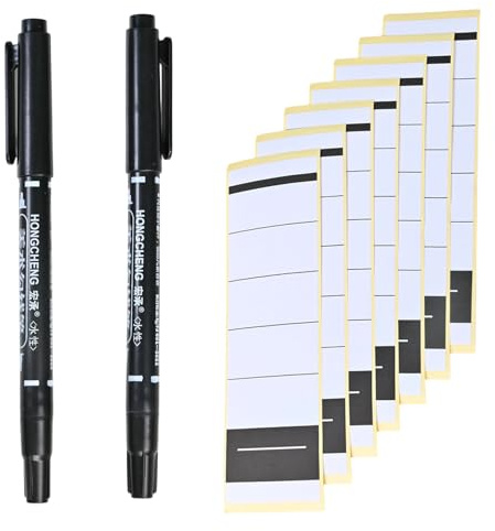 50 PièCes éTiquettes Classeur Avec 2 Stylos Noirs Autocollantes Classeur SéChage Instantané Sans Bavures Dos De Dossier Autocollant Pour Bureaux, éColes, Maisons Et Archives 5,4 X 19 Cm