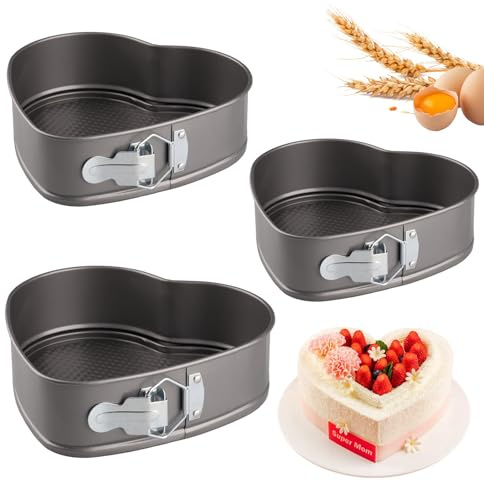 Velicber 3 Piezas Molde Tarta Desmontable, 20/22/24cm Antiadherente Fondo Spring Forma Molde，Acero inoxidable Molde Reposteria Para Tartas