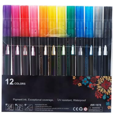 Outline Markers - Double Line Painting Pens |12 Colors Poster Highlighter Pen For Art Drawing Journaling School Classroom Decorating Crafts Greeting Card Doodling
