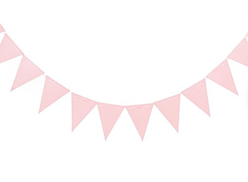 ZOOYOO 20 Feet Pink Glitter Pennant Banner, Paper Triangle Flags Bunting for Baby Birthday Party, Wedding Decor, Baby Shower, 30pcs Flags, Pack of 1