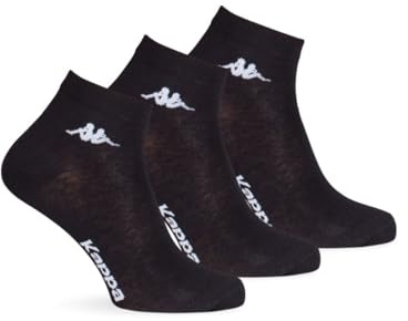 Kappa CONF. 6 PAIA CALZINO CORTO ALLA CAVIGLIA UNISEX - art. K004 in cotone. Disponibile nei colori Bianco, Nero, Blu e Grigio (45/47, nero)