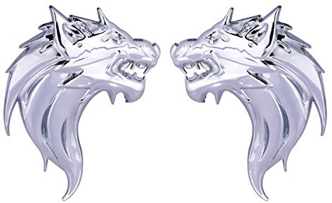 Autoaufkleber Auto Emblem Aufkleber 1 para 3D Metall Wolf Abzeichen Aufkleber Aufkleber Metall Auto LKW Emblem Aufkleber Dekoration (Silber)