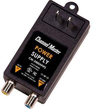 Channel Master Power Over Coax Adapter for Cable TV Antenna Amplifiers and Preamplifiers - Signal Booster Power Inserter - 12V DC 0.5A | CM-3400XPIPS