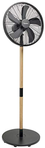 Bestron Ventilateur Sur Pied avec Trois Niveaux de Vitesse, Ventilateur avec Fonction Oscillation à 80° au Design Bois Élégant, Ø 45 Cm, 50 Watts, Dfs45Wb, Couleur: Bois/Noir, Noir/Brun