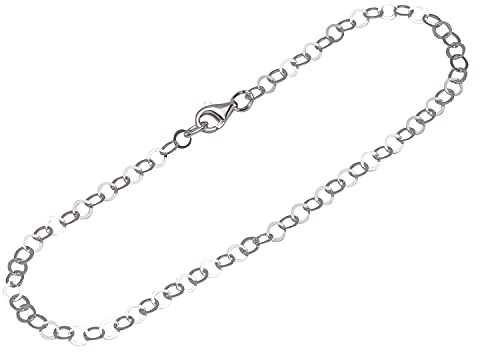 NKlaus Armband 925 Sterling Silber 24cm Ankerkette Damen Anker rund Armbandkette flach 12789