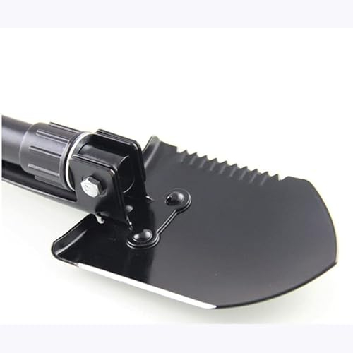 Pelle pliante multifonction en acier pour le camping, la survie et les urgences Noir