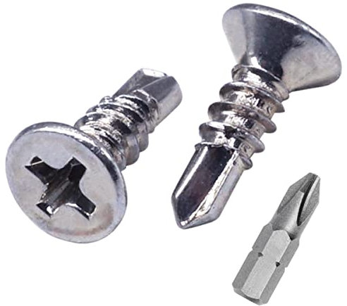 SKIR'CO (200 piezas) DIN 7504 P Zinc plateado 3,5 x 13 mm Tornillos autoperforantes para metal, tornillo de chapa, cabeza avellanada