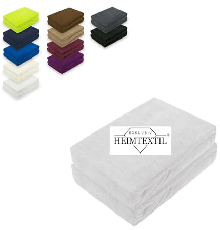 EXKLUSIV HEIMTEXTIL Doppelpack Marke Frottee Spannbettlaken 80% Baumwolle, 20% Polyester Öko - Tex Zertifiziert, Markenqualität, Matratzenhöhe bis 25 cm, Silber 90 x 200 cm
