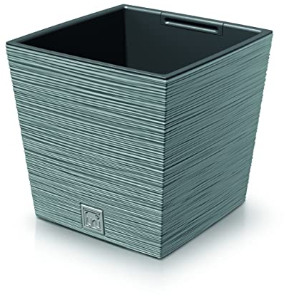 URBNLIVING Square Modern Grain Look Planter Low Flower Plant Pot Indoor Outdoor Garden Decor Contemporary (Concrete)