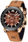 MEGALITH Mens Leather Chronograph Waterproof Watches for Men Coffee Face Analogue Quartz Wrist Watches Designer Gents Brown Leather Luminous Date