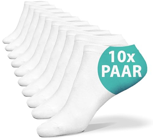 Sneaker strumpor dam 39–42 vita 10 par olika storlekar sportstrumpor herr 95 % bomull 5 % elastan