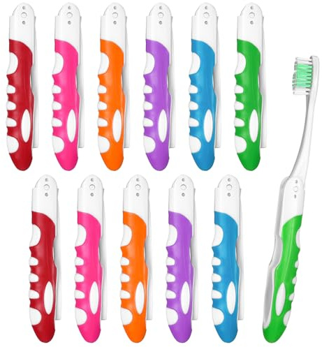 12 Stück Reise Zahnbürste, Klappbare Reisezahnbürste Travel Toothbrush für Unterwegs Camping Reisen Kinder Erwachsene, 12 Zahnbürste