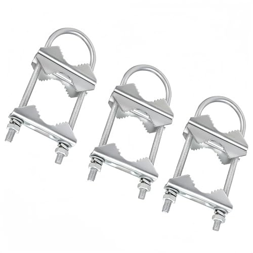 3 juegos de abrazaderas para antena doble, abrazadera para barra satélite de acero galvanizado con doble soporte para tubo macho, soporte de antena externa abrazadera soporte de antena para barra de