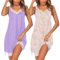 Ekouaer Camisones para Mujer Sin Mangas Causal Ropa para Dormir de Mujer Pja Set 2pcs Lila+Rosa Flor M