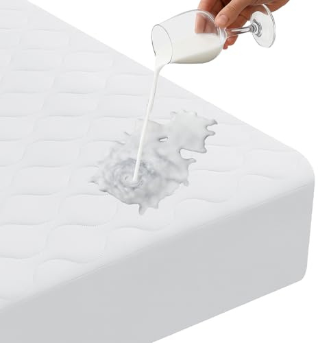 Ystyle Protector de Colchón Impermeable Acolchado 140x200cm, Funda Impermeable Colchon Microfibra Transpirable y Anti Ácaros, Cubre Colchon Estira hasta 30 cm de Profundidad, Blanco