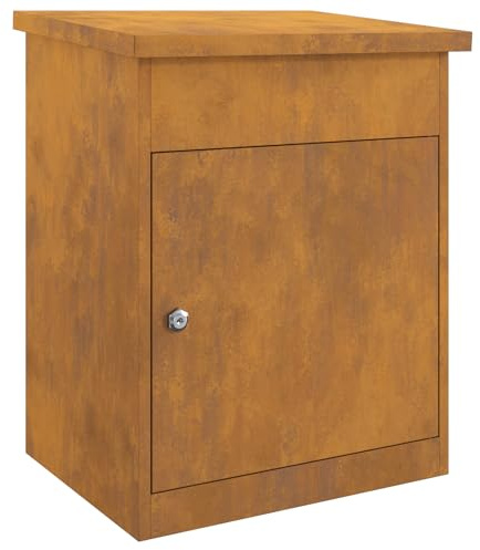 vidaXL Caja de Entrega de Paquetes Oxidado 44 x 35 x 59 cm, Buzón de Jardín y Terraza, Diseño Moderno, Materiales Resistente, Solución para Paquetes Seguros