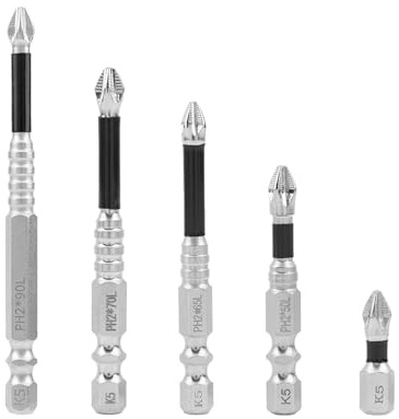 JIPUKE 5Pcs High Magnetic Screwdriver Drill Bit, Anti-Slip Impact Bits, Precision & Durable Screwdriver Bits, Compatible with Electric Drill and Driver Tools