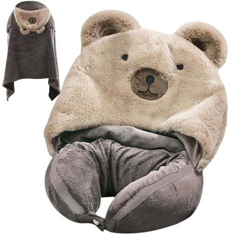 Generico Set Coperta Con Da Viaggio Per Il Collo - Pieghevole, In Flanella, Coperta Per Dormire, Attrezzatura Da Viaggio Portatile | Supporto Per Cuscno Per Cappello Per Aereo, Volo Lungo, Via