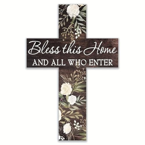 Crucifix Wall Cross - Crucifix Wooden Sign, Verse Wall Decorations, Bible Gifts for Women Men, Religious Gifts, Baptism Gift for Girls Boys, Religious, Decoration, Suitable fors Living Room Church