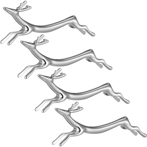 Toyvian Soportes para Cubiertos y Palillos de Aleación, 4 Figuras de Cervatillo Plateado, Apoya Cubiertos para Cocina y Adornos Mesa Comedor