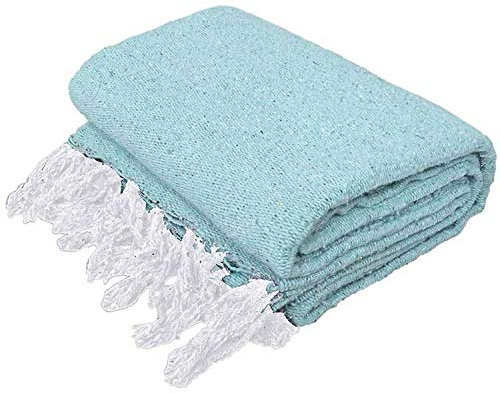 Open Road Goods Handmade Solid Color Yoga Blanket - Thick Mexican Blanket or Throw - Made for Yoga! (Mint Blanket)
