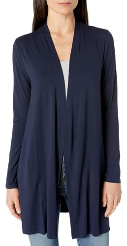 Amazon Essentials Cardigan Aperto sul Davanti a Maniche Lunghe Donna, Blu Marino, S