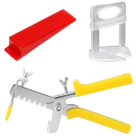 Tile Leveling System, 1/8 inch 3mm 300pcs Tile Spacer Clips, 1 Installation Pliers, 100pcs Reusable Wedges for Floor, Wall Tile Leveler Tools