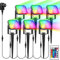 NATPOW Gartenbeleuchtung mit Strom, 6 Stück RGB Gartenleuchte mit Erdspieß, Farbwechsel Gartenstrahler mit Fernbedienung, IP65 Wasserdicht, dekoratives Gartenlampe für Garten Rasen Pfad Außen