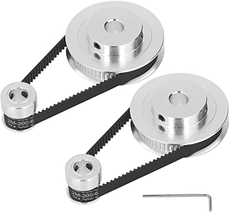 Confezione 2 ruote sincrone – Cinghia dentata chiusa elastica 20T 60T, puleggia di controllo in lega di alluminio, lunghezza 200 mm, larghezza 6 mm (foro 8 mm/0,31)